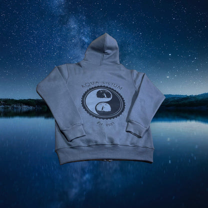 Grey Stealth Hoody with zip Ying Yang Design